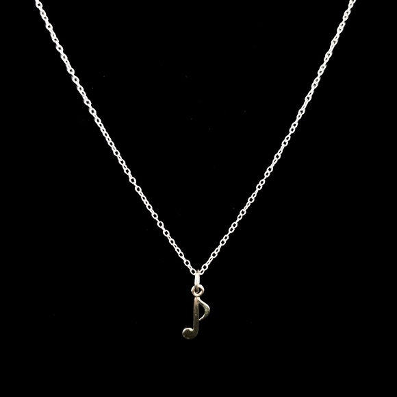 Genuine sterling silver music note pendant necklace musical - Picture 2 of 11